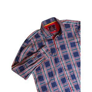 Hawes & Curtis London Piccadilly Men's Plaid Button Down Shirt XL Blue Red Green